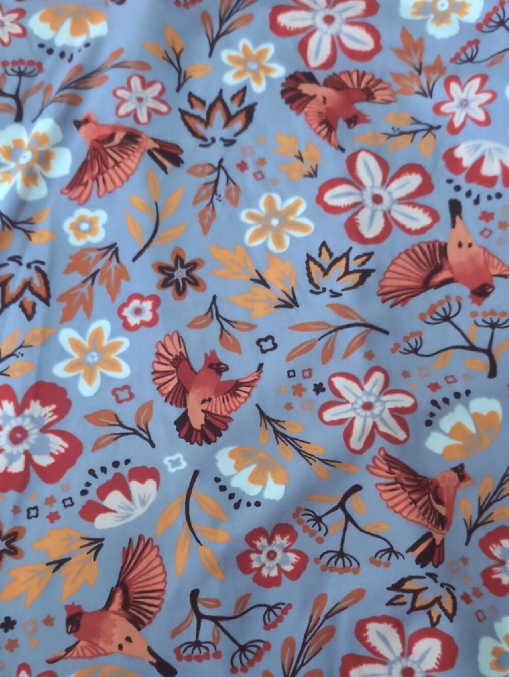 Duluth Trading Co Womens Lavender Long Sleeved PJ Set, Floral Bird Print - Picture 5 of 6